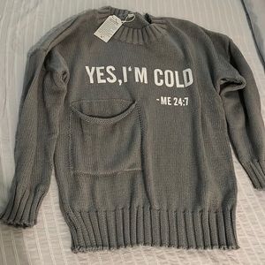 Grey Sweater with words